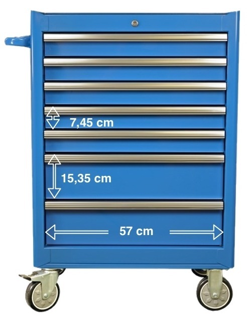 Wymiary szuflad wózka narzędziowego CTL00199