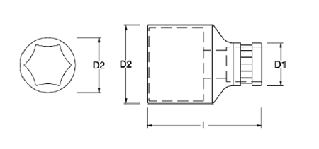 Schemat budowy nasadki 1/2" 6 kątnej SATA 