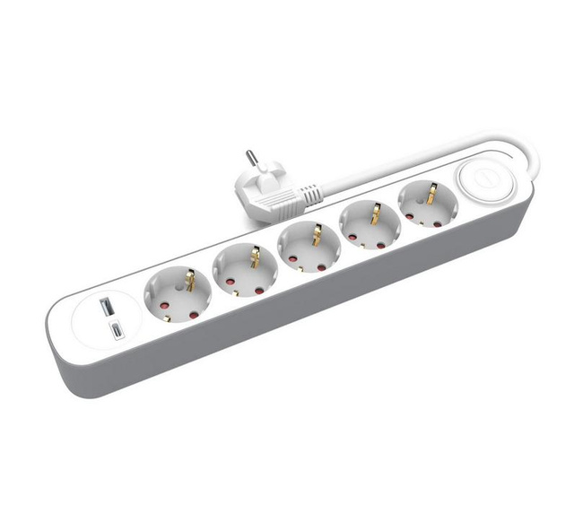 PLASTROL PRZEDŁUŻACZ DOMOWY 5x GNIAZD 3m Z WYŁĄCZNIKIEM 1x USB-A 1x USB-C