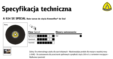 KLINGSPOR TARCZA DO CIĘCIA METALU 356*4,0*25,4 A924SX Special DO SZYN KOLEJOWYCH