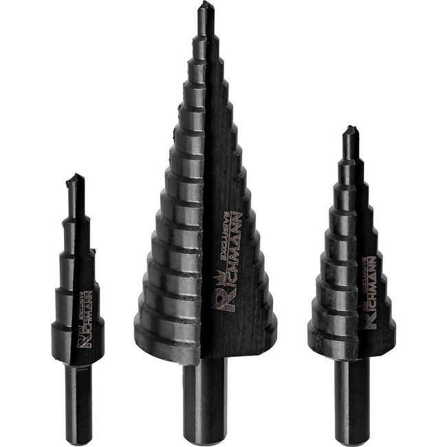 WIERTŁA STOPNIOWE DO METALU 4-32 MM 3 ELEM. ALU. PUDEŁKO Richmann Exclusive C9265