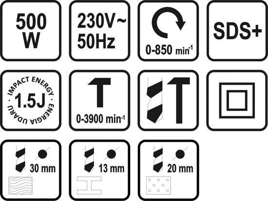 STHOR MŁOTOWIERTARKA SDS PLUS 500W 2 FUNKCJE