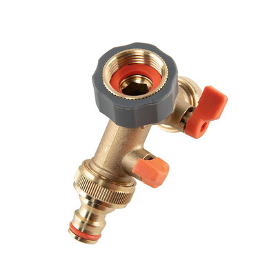 ROZDZIELACZ 2-DROŻNY GW 3/4"x GZ 3/4" MOSIĄDZ  Z ZAWORAMI BRASS SOFT
