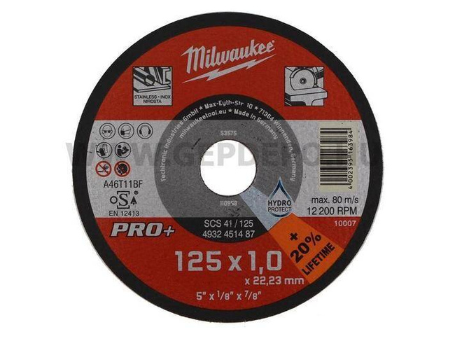 MILWAUKEE TARCZA DO METALU 125 x 1,0 x 22,2mm PRO+, INOX 4932451488
