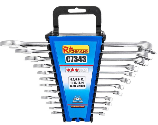 Zestaw kluczy płasko-oczkowych 6-22mm na panelu Corona / Richmann C7343