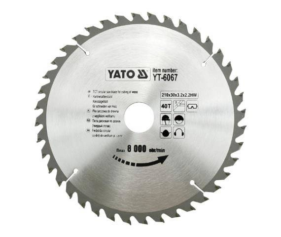 YATO PIŁA TARCZOWA WIDIOWA 210x30mm  40-ZĘBÓW 6067