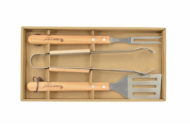 ZESTAW AKCESORIÓW DO GRILLA  3 szt. / DREWNIANE UCHWYTY