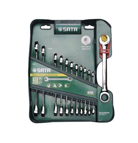 Zestaw kluczy płasko-oczkowych  SATA z podwójną grzechotką GearWrench 12 szt. SATA 09066