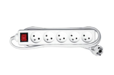 VOREL PRZEDŁUŻACZ BIAŁY 5 GNIAZD 3,0m Z UZIEMIENIEM, WYŁĄCZNIK   72530