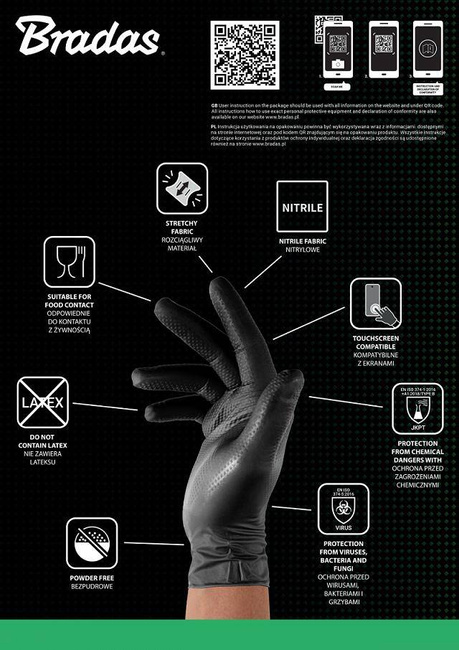 RĘKAWICE NITRYLOWE DIAMOND CZARNE M 7-8 /50szt.