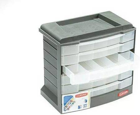 CURVER SKRZYNKA Z WYSUWANYMI SZUFLADAMI   /GRAFIT/ TRANSPARENTNY