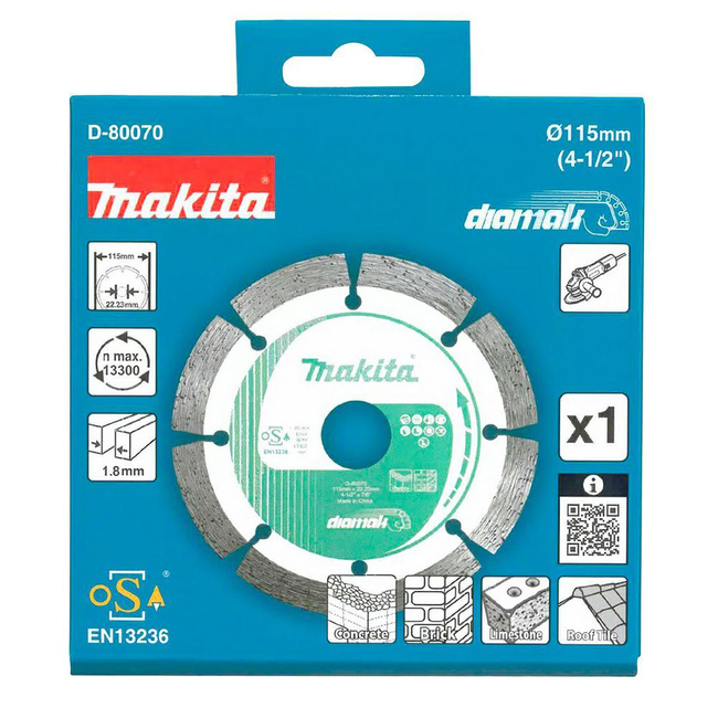 MAKITA TARCZA DIAMENTOWA 115x22,23mm SEGMENT (NA SUCHO) BETON, CEGŁA, MARMUR