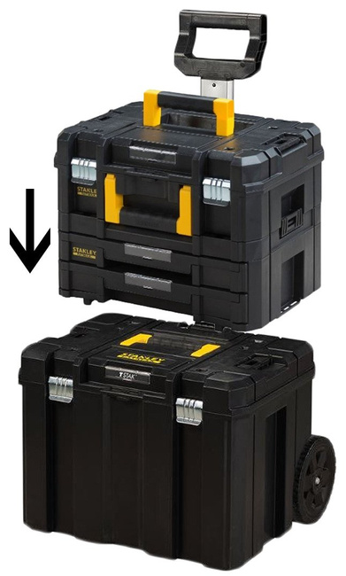 Zestaw TSTAK: skrzynia z automatycznie otwieraną pokrywą + skrzynia COMBO Stanley FatMax