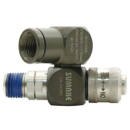 Uniwersalny złączka 1/4" (gwint zewnętrzny i wewnętrzny) obrotowy 360° z regulatorem CA401 - SUMAKE