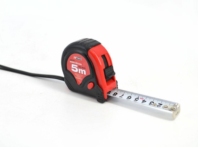 AWTOOLS MIARA ZWIJANA CZERWONO-CZARNA  5m x 19mm