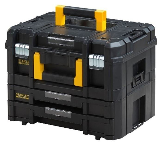 Zestaw TSTAK: skrzynia z automatycznie otwieraną pokrywą + skrzynia COMBO Stanley FatMax