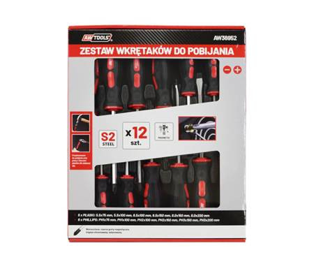 AWTOOLS ZESTAW WKRĘTAKÓW DO POBIJANIA 12szt.