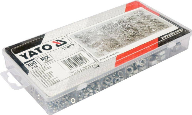 YATO ZESTAW NAKRĘTEK METRYCZNYCH 300szt. MIX M3, M4, M5, M6, M8, M10