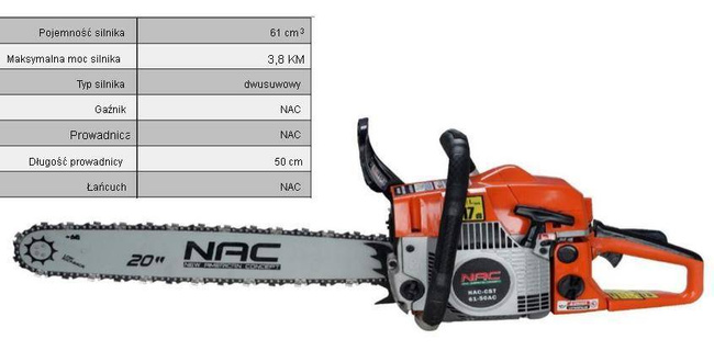 NAC PIŁA ŁAŃCUCHOWA BENZYNOWA 3,8KM 50cm NAC-CST61-50AC
