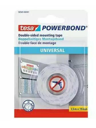 TESA TAŚMA DWUSTRONNA POWERBOND 1,5m x 19mm UNIWERSALNA