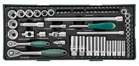 Zestaw 56 kluczy nasadowych 1/4" i 3/8" we wkładce narzędziowej Jonnesway S04H3157SP