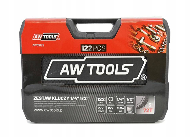 AWTOOLS ZESTAW KLUCZY  122el 1/2" / 1/4"
