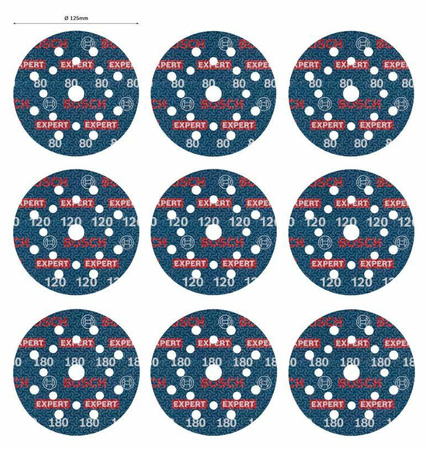 BOSCH FOLIA ŚCIERNA 125mm MIX 9szt.