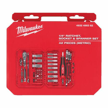MILWAUKEE ZESTAW NASADEK 1/4" Z GRZECHOTKĄ 42szt.