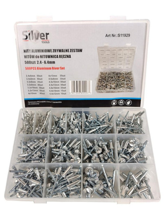 NITY ZRYWALNE 2,4 - 6,4mm  500szt  /SILVER