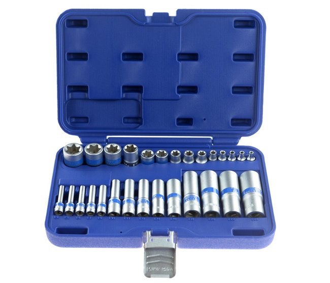 Zestaw nasadek E-TORX E4-E24 1/4" 3/8" 1/2" 28 szt. King Roy CTL0080