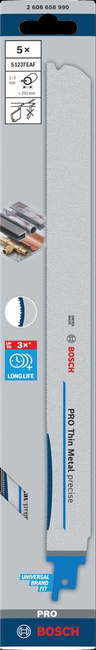 BOSCH BRZESZCZOT DO PIŁY SZABLASTEJ PRO THIN METAL PRECISE S1237EAF 1,1 x 25 x 300mm /5szt.