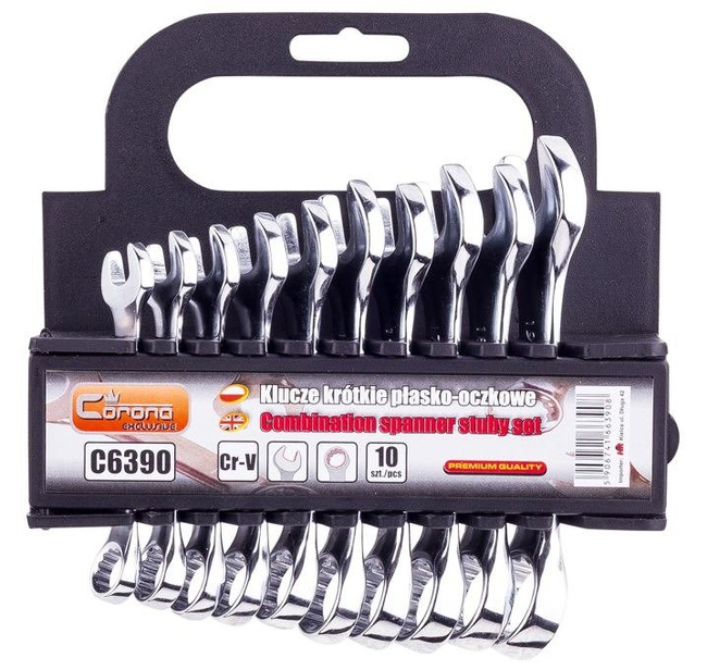 Zestaw kluczy płasko-oczkowych krótkich 10-19 mm 10 szt. Corona / Richmann Exclusive C6390