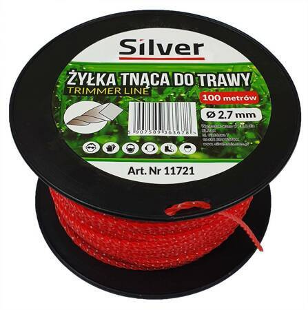 ŻYŁKA TNĄCA 2,7x100m  SKRĘCONA/KARBOWANA  /SILVER