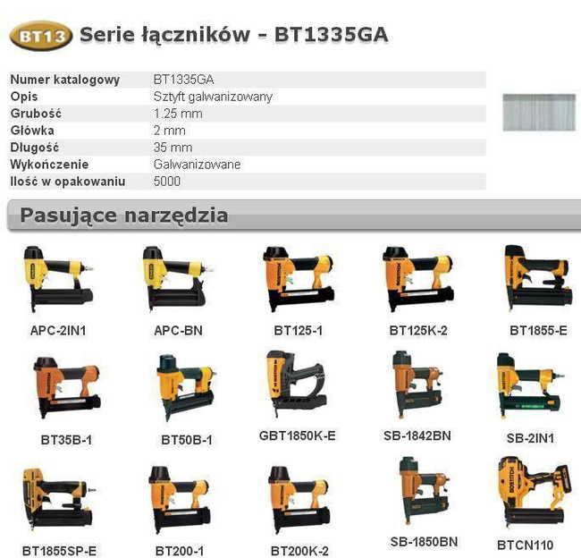 BOSTITCH SZTYFTY BT13 35mm 5000 szt.