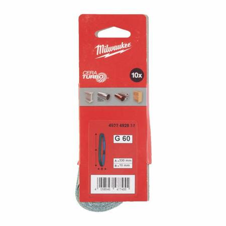 MILWAUKEE PASY BEZKOŃCOWE  10mm x 330mm P 60 /10szt.