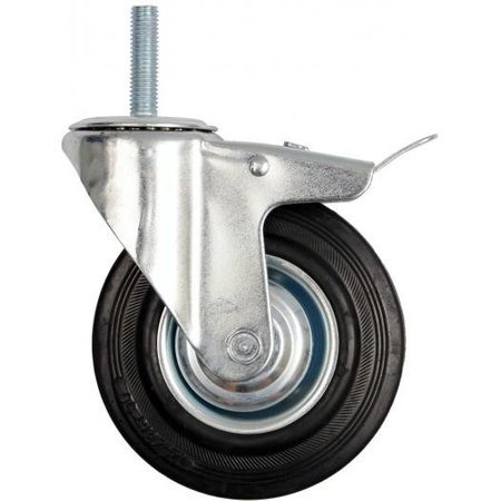 VOREL KOŁO SKRĘTNE CZARNA GUMA HAMULEC TRZPIEŃ GWINTOWANY 160mm