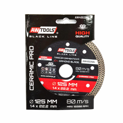 AWTOOLS TARCZA DIAMENTOWA PEŁNA DO GRESU 125x22,2 / CERAMIC PRO BLACK LINE