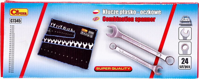 Klucze płasko-oczkowe 6-32 mm 24 szt. w saszetce Corona / Richmann C7345