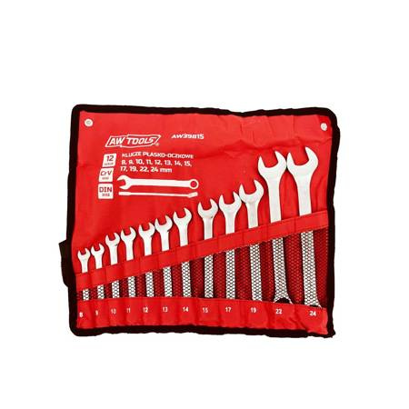 AWTOOLS KLUCZ KOMPLET PŁASKO-OCZKOWY 12szt. /8mm-24mm/ MATOWE