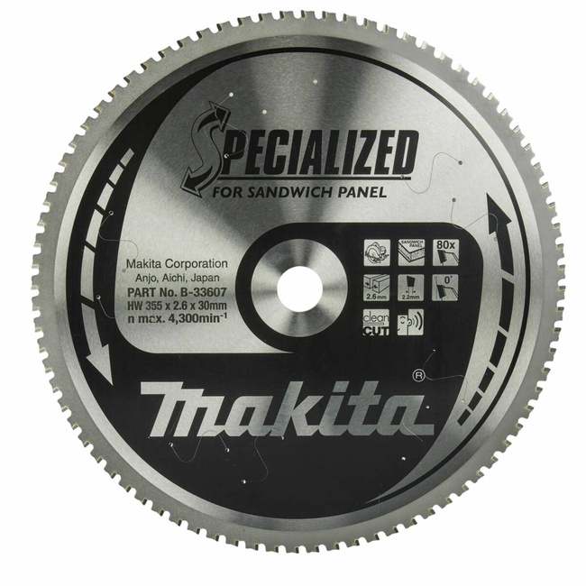 MAKITA PIŁA TARCZOWA  355x30x80z SPECJALIZED PŁYTY WARSTWOWE
