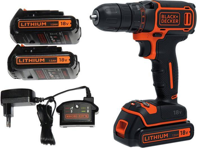 BLACK+DECKER WIERTARKO-WKRĘTARKA 18V 2x1.5Ah  BDCDC18B