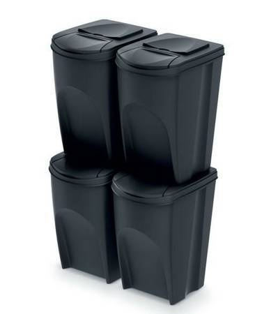 PROSPERPLAST KOSZE DO SEGRGACJI ŚMIECI KAMIENNY SZARY SET4 35L