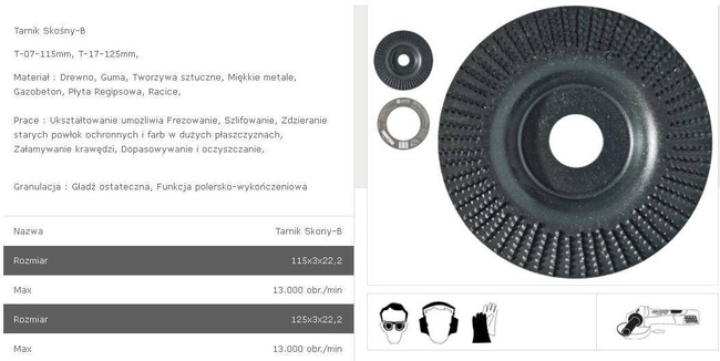 TARPOL TARNIK SKOŚNY FI = 125mm x 3 x 22,2mm, GŁADŹ OSTATECZNA T-17