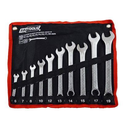 AWTOOLS KLUCZE PŁASKO-OCZKOWE KOMPLET 10elem. 6,7,8,10,12,13,14,15,17,19 mm