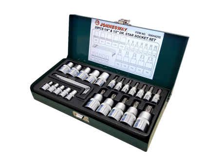 Komplet kluczy wpustowych TORX i nasadowych E 25szt. Jonnesway S06H425S