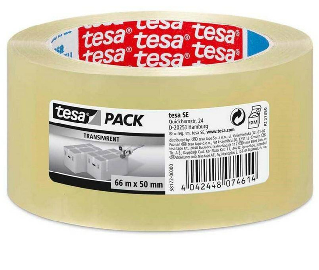 TESA TAŚMA PAKOWA STANDARD 66m x 48mm BEZBARWNA
