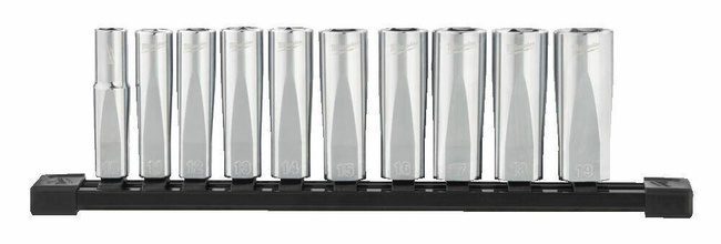 MILWAUKEE ZESTAW NASADEK 10 szt. 3/8" METRYCZNE DŁUGIE