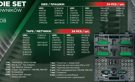 ROCKFORCE GWINTOWNIKI+NARZYNKI kpl. 76cz. M3-M12