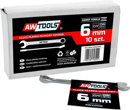 AWTOOLS KLUCZ PŁASKO-OCZKOWY CrV DIN3113 ROZMIAR: 6 (MM)