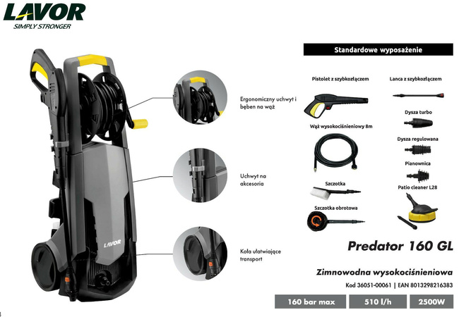 LAVOR MYJKA PREDATOR 160/2500W/160BAR + PATIO